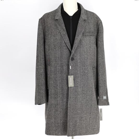 Michael Kors Men's Herringbone Wool Blend Pike Classic-Fit Overcoat Size 50R - Picture 4 of 10